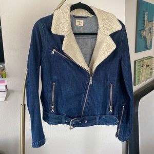 Gap moto style jean jacket sherpa